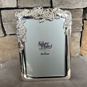 BOWON - Vintage- 5”x7” Silver Plated Rose Photo Frame - NEW